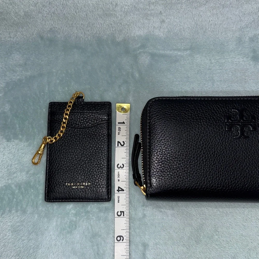 Tory Burch Black Pebbled Leather Thea Zip Continental Wallet